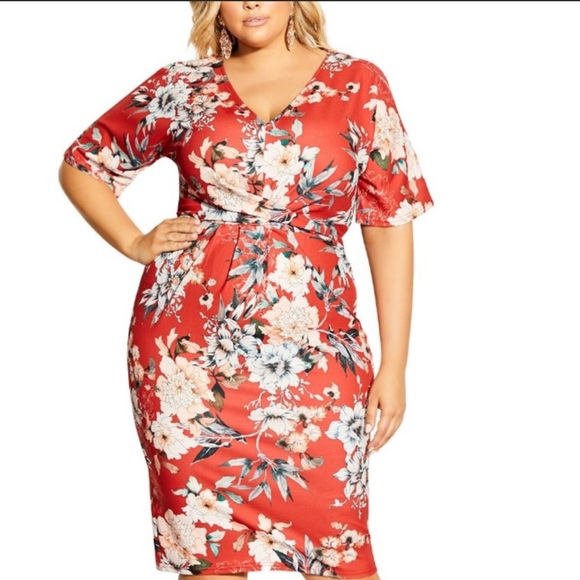 City Chic Dresses & Skirts - City Chic floral seduction knot dress